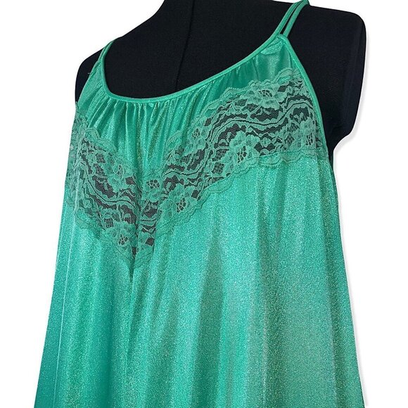 Vintage Ilise Stevens Emerald Green Nightgown Sz.S - Picture 3 of 10
